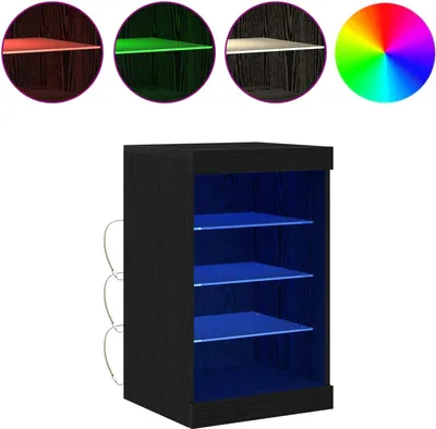 Zdjęcie produktu dla Komoda LED Czarny Dąb 41 x 37 x 67 cm Materiał drewnopochodny