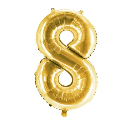 Produktbild von Folienballons Gold 100cm Zahl 8 Zahlenballon zum 8-ten Kinder-Geburtstag 8 Jahre Party