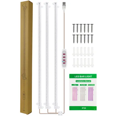 Obrázek produktu pro LED lampa na rostliny s časovačem, LED rostoucí lampa stmívatelná, rostlinné světlo červené + modré, květinová lampa rostoucí lampa skleníkové byliny květina (3 světelné trubice, 50 cm)