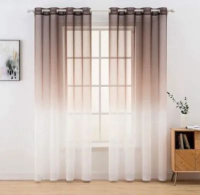 Produktbild von Famanu Vorhangset 2 Stück, Farbverlauf, Voile Vorhänge mit Ösen, Dekorative Fensterdekoration für Schlafzimmer und Wohnzimmer, 260cm x 140cm (H x B),