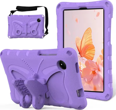 Produktbild von Kinder Hülle für Xiaomi Redmi Pad SE 8,7" 4G 2024 Leicht Stoßfeste EVA Kindgerechtes Schutzhülle mit Schultergurt, Schmetterlings-Ständer Lila