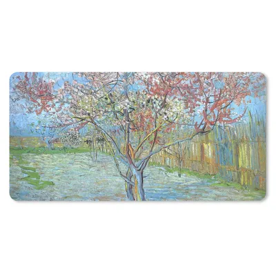 Produktbild von MuchoWow® Schreibtischunterlage Der rosa Pfirsichbaum - Vincent van Gogh 80x40 cm - XXL Mauspad - Gaming Mauspad