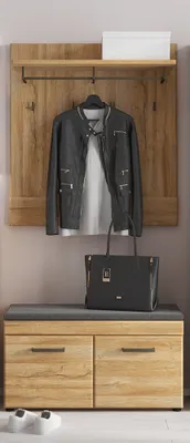 Produktbild von Garderobenpaneel mit Schuhbank in Grandson Eiche Nb. CARIATI-129, B/H/T ca. 93/190/38 cm
