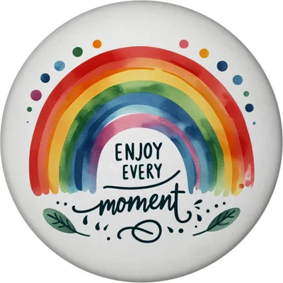Produktbild von Regenbogen Magnet rund mit Spruch Enjoy every moment