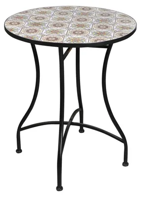 Immagine prodotto di DOCHTMANN Tavolo da esterno con motivo a mosaico Faro, metallo 60x71 cm