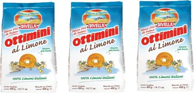 Produktbild von 3x Divella Ottimini al Limone Italienische Shortbread Kekse mit Zitrone 400g biscuits cookies 100% italienische Zitronen