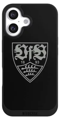 Produktbild von NIVOCASE Handyhülle für Apple iPhone 16  Hülle NIVOpure Case Schwarz Logo Offizielles Lizenzprodukt VfB Stuttgart