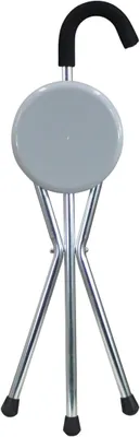 Productafbeelding van Opvouwbare Wandelstok - Zitstok Steun - Rust Moment - Lichtgewicht Aluminium - Max 100 kg - Zwart