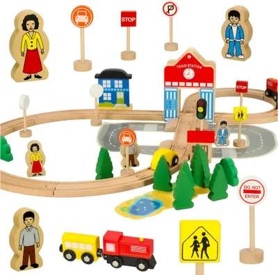 Obrázok produktu pre Vláčikodráha s vlakovou stanicou 50ks (65x65cm) W04C278