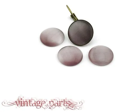Produktbild von Vintageparts 6 Cateye Cabochons flieder, 14 mm