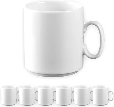 Produktbild von Esmeyer 6 Kaffeebecher DIANE, aus weißem Porzellan stapelbar; Inhalt: 0,28 Liter , 402-316