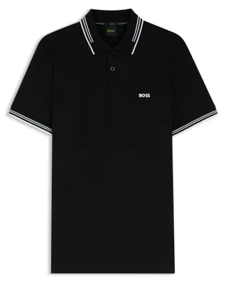 Zdjęcie produktu dla Koszulka polo Boss Green Paul czarna -> Koszulka polo Boss Green Paul czarna, jednokolorowa, o kroju slim fit