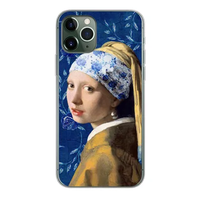 Produktbild von MuchoWow® Handyhülle Schutzhülle Hülle für iPhone 11 Pro Mädchen mit Perlenohrring - Delfter Porzellan - Vermeer - Blumen - Gemälde - Alte Meister Silikon Softcase Handy Hülle - Handy