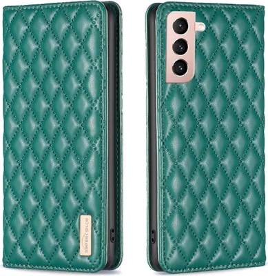 Produktbild von Galaxy S21 FE 5G Hülle, Elegant Bookstyle Flip Leder Kartenfächer Schutzhülle mit Ständer für Samsung Galaxy S21 FE 5G Grün