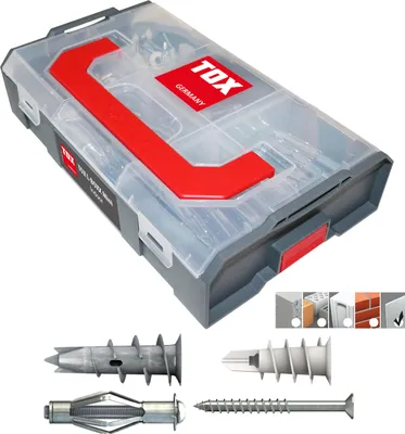 Produktbild von TOX Dübel L-Boxx Mini Indoor (120 Stk.), Schrauben- & Dübelsatz, Polypropylen (PP), Grau, Silber, Weiß, Pozidriv, 120 Stück(e)