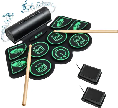 Produktbild von COSTWAY 9 padov e-drum, elektronická bubnová súprava roll-up drum vrátane 2 pedálov a 2 paličiek pre deti a začiatočníkov