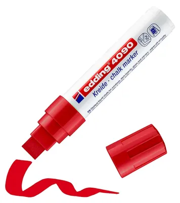 Produktbild von Edding 4090 Kreidemarker rot, Keilspitze 4-15 mm, Rot, Meißel, 1 Stück(e)