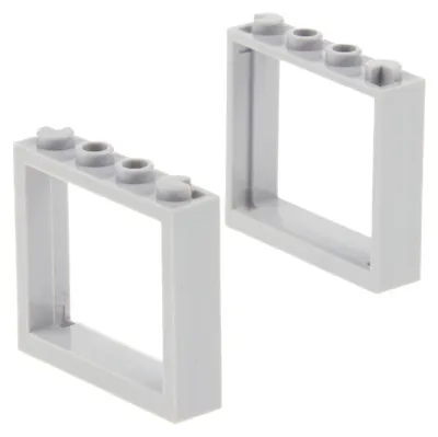 Produktbild von 2x Lego Fenster Rahmen 1x4x3 neu-hell grau ohne Scheibe Haus 4597420 60594