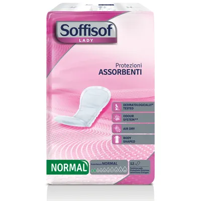 Image de Soffisof Lady Air Dry Normal - 12x Serviette Post Accouchement - 1 Paquets de 12 Pièces Serviette Hygiénique Incontinence Femme, Absorption 2 Gouttes