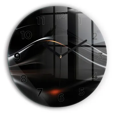 Produktbild von Wallfluent Große Wanduhr – Stilles Quarzuhrwerk - Uhr Dekoration Wohnzimmer Schlafzimmer Küche - Zifferblatt - schwarze Zeiger - 60 cm - Abstrakt