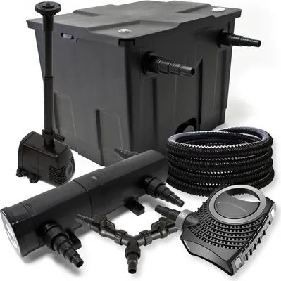 Obrázok produktu pre SunSun kompletná sada: CBF-350 rybníkový filter do 12000 l, CTF-8000 rybníkové čerpadlo 8000 l/h 70 W, CUV-224 rybníkový odkalovač 24 W, 25 m rybníková hadica 25 mm, HJ-943 fontána 800 l/h 16 W, Y-rozdeľovač