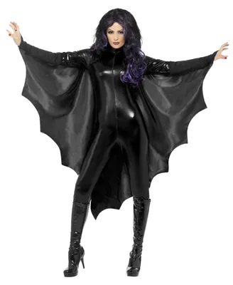 Produktbild von Smiffys Fledermaus-Cape, schwarz, mit Ärmeln, ca. 180 cm breit, für Erwachsene