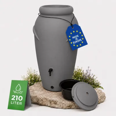 Produktbild von Regentonne 210 Liter - Wassertank Amphore Design Grau
