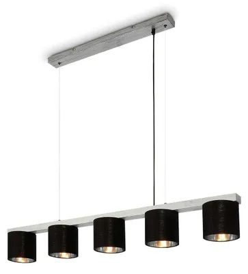 Produktbild von Briloner Leuchten LURI - Pendelleuchten - 4736054 - Höhenverstellbar - Silver-Crafted - Holz - E14 Fassung max. 25 Watt - 5-flammig - 110 x 15 x 136 cm