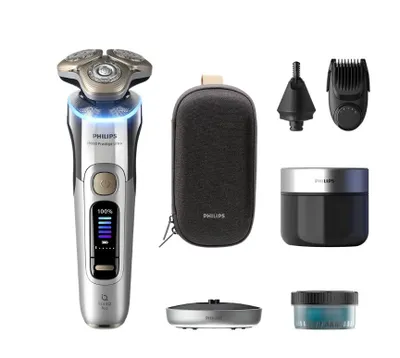 Produktbild von Philips Series i9000 Prestige Ultra i9000 Prestige Ultra XP9404/38 Elektrischer Nass- & Trockenrasierer mit SkinIQ Pro, Rotationstrasierer, Chrom, Triple-Action Lift & Cut System; NanoTech Dual Precision blades, LCD, GroomTribe; Connects via Bluetooth, Replace every 2 yrs with SH91