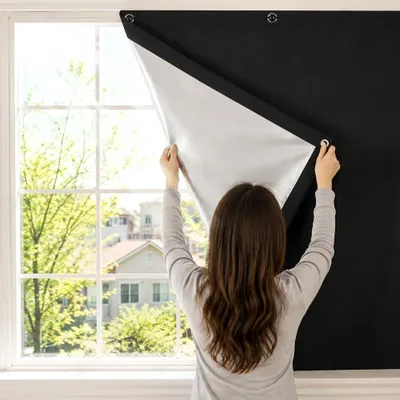 Imagen del producto de Cortinas opacas del 100%, de 48x93 cm, sin necesidad de taladro, ideales para dormitorios