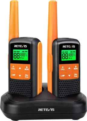 Obrázek produktu pro Retevis RT649 Vysílačka, bezlicenční rádiová sada PMR446, 16kanálová LED svítilna VOX IP65 Vodotěsné skenování Dva způsoby nabíjení (oranžová, 2 KS.)