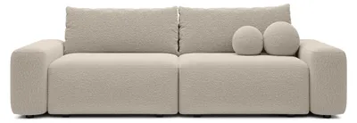 Produktbild von Sofa RUOTA mit Schlaffunktion, Schlafsofa, Wohnzimmersofa, Couch, Soffa, Bettsofa, Bucle-Stoff – Beige LAMBI 5