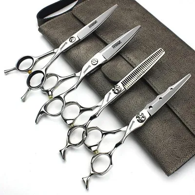 Produktbild von Friseurschere 6 Zoll Effilierschere Set 440C Edelstahl 30-35% Ausdünnungsrate 4 Stück