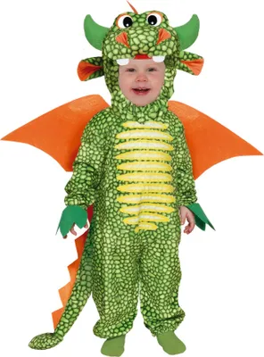 Produktbild von Tierischer Drachenanzug Kinder Mittelalter Flügel Schwanz Kapuze Karneval Abenteuer Fasching Rollenspiel Fantasie Outfit Kostüm Party, Größe: 86/92 Farbe: Grün