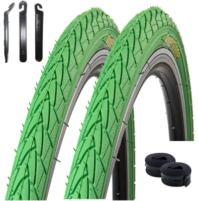 Produktbild von 2 x Roverstone Fahrradreifen 28 x 1,40 (37-622) Grün + 2 Schläuche DV inkl. Reifenheber