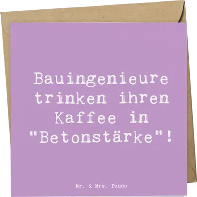 Produktbild von Mr. & Mrs. Panda Grußkarte Spruch Bauingenieur Kaffee - Lavendeltraum - Geschenk, Gebäudetechnik, Planung, Hochbau, anlasskarte, Berufsprodukte, Statik, Beruf, Klappkarte
