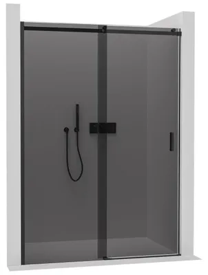 Obrázok produktu pre CERANO – Posuvné sprchové dvere Santoro L/P – 8 mm – matná čierna, grafitové sklo – 160 × 195 cm