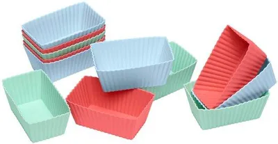 Imagen del producto de Ibenzoa® Juego de 12 moldes flexibles de silicona para hornear, color pastel, silicona de grado alimenticio, sin BPA, 8 x 4 x 3 cm – ideales para brownies, mini pasteles y postres