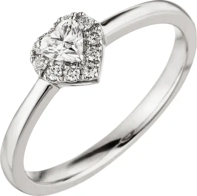 Produktbild von Gr. 58 Damen Ring Herz 585 Gold Weißgold 11 Diamanten Herzring
