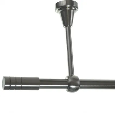 Produktbild von Gardinenstange Set Edelstahl Look Metall Ø 16mm, Deckenträger 1-lauf Zylinder, Länge wählbar H14 E28