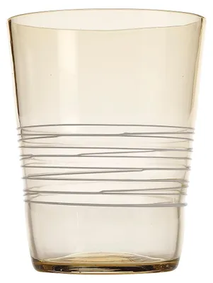 Produktbild von Set aus 6 bernsteinfarbenen Trinkgläsern mit weißem Drahtrand: Elegantes und handgefertigtes Design für den täglichen Gebrauch und besondere Anlässe