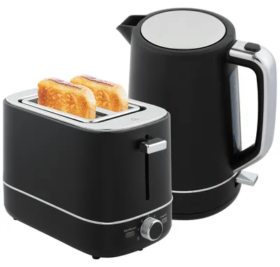 Produktbild von Wasserkocher und Toaster Set - 1,7 l elektrischer Wasserkocher - Toaster mit 6 Bräunungsstufen - Edelstahl Frühstücksset - Armeegrün