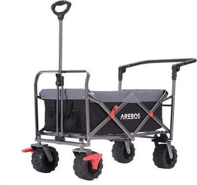 Produktbild von Famanu Bollerwagen mit 360° drehbaren Vorderrädern - Handwagen bis 100 kg - Ideal für Camping und Aktivitäten