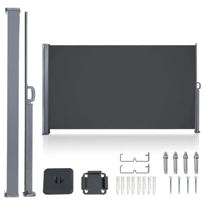 Immagine prodotto di Tenda laterale Jiubiaz Tenda laterale estensibile in alluminio Tenda da giardino Protezione dal sole Protezione dalla pioggia 180x300 Grigio