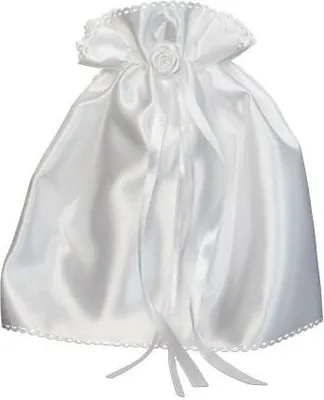 Produktbild von Kerzen Röckchen Weiß aus Satin, geeignet für Kerzen Ø 5 cm, für Taufkerze, Kommunionkerze, Kommunionskerze