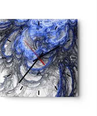 Produktbild von Wanduhr - Quadrat - Glasuhr - Abstraktion modern - 30x30cm - Schleichendes Uhrwerk - Lautlos - zum Aufhängen bereit - Dekoration Modern - Wanddekoration aus Glas - C3AC30x30-3726