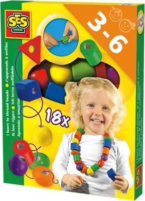 Zdjęcie produktu dla SES Creative Children's I learn to Thread Beads, Zestaw do robienia koralików dla dzieci, 3 lat(a), Wielobarwny, 1 szt.