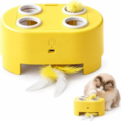 Produktbild von Elektrisches Katzenspielzeug mit Federn, rotierendes interaktives Katzenspielzeug, 3 Spielmodi, USB-C, für Wohnungskatzen