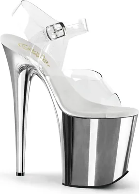 Produktbild von FLAMINGO-808 Damen Sandale von Pleaser, Transparent Silber , EU 44, US 14