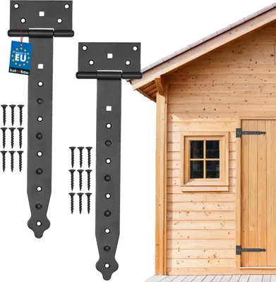 Produktbild von KOTARBAU® 2er Set Kreuzgehänge 300mm T Scharniere Gartentor Scharnier Ladenband Türscharniere für Holztüren  pulverbeschichteter Stahl Schwarz